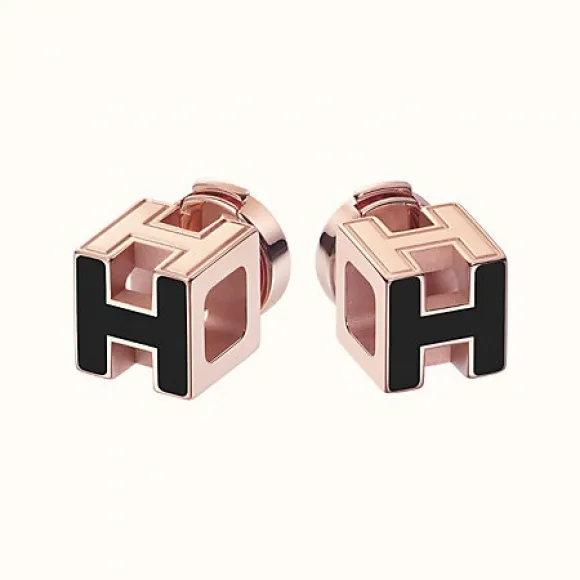 爱马仕/Hermes 黑色 Cage d'H耳环 H604005FO03