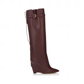 Jimmychoo/吉米周 波尔多闪亮小腿膝盖高筒靴 DAVIS100SNC060002