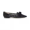 Jimmychoo/吉米周 黑色Devore豹纹蝴蝶结面料尖头浅口鞋 GALADVL010003