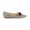 Jimmychoo/吉米周 蝴蝶结细节轻摩卡斑点闪光尖头趾平底鞋 GALAKSZ022963