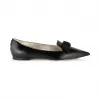Jimmychoo/吉米周 黑色蝴蝶结尖头漆皮平底鞋 GALAPAT010003