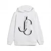 Jimmychoo/吉米周 JC 品牌 logo 款白色棉质宽松连帽衫  JCHOODIES005080898