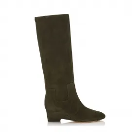 Jimmychoo/吉米周 军绿色绒面革中小牛皮靴子 MANSON50SUE033553