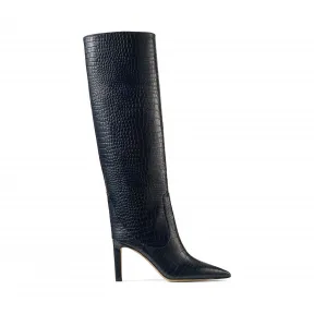 Jimmychoo/吉米周 海军蓝色鳄鱼压纹皮及膝靴  MAVIS85CCL040014