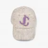 Jimmychoo/吉米周 PAXY棒球帽-再生羊毛制 JC 字母珠毛呢片饰拿铁色棉质棒球帽 PAXYS784081054