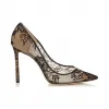 Jimmychoo/吉米周 黑色蕾丝尖头高跟鞋 ROMY100LAC010003