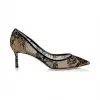 Jimmychoo/吉米周 黑色蕾丝尖头高跟鞋 ROMY60LAC010003