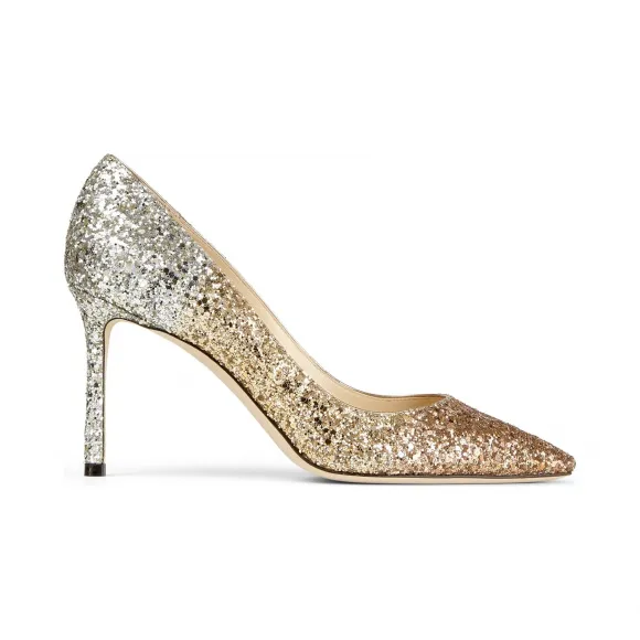 Jimmychoo/吉米周 金属闪粉渐变尖头高跟鞋  ROMY85VNB0C7982