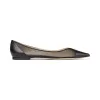 Jimmychoo/吉米周 黑色皮革网眼尖头平底鞋  SAIAFLATNMS000074