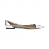 Jimmychoo/吉米周 银色/黑色金属感水洗纳帕羊皮网眼尖头平底鞋  SAIAFLATZAH000087