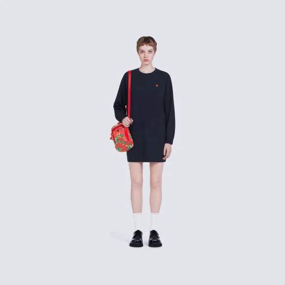 ワンピース KENZO Woman Dress Navy FC62RO3423LC 77 Kenzo Boke Flower Merino Wool Dress, Size Medium