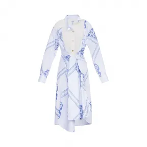 罗意威/Loewe Asymetric Shirtdress白色/蓝色 D2179740GA
