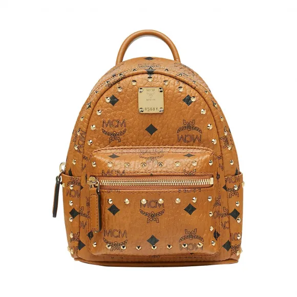 MCM Stark Bebe Boo Visetos 铆钉轮廓双肩背包 MMK8AVE04CO001