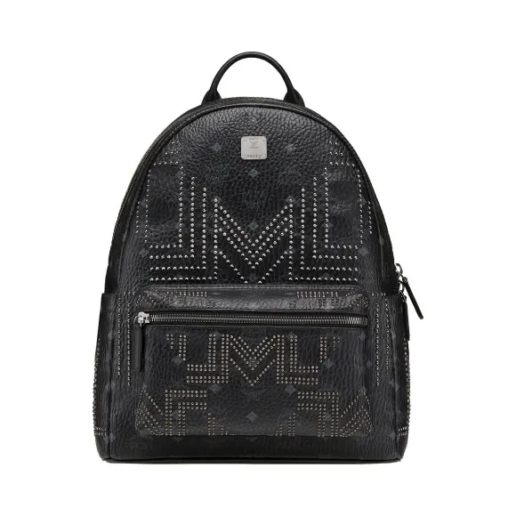 MCM Gunta M 字形铆钉Stark Visetos双肩背包 MMK8AVE89BK001
