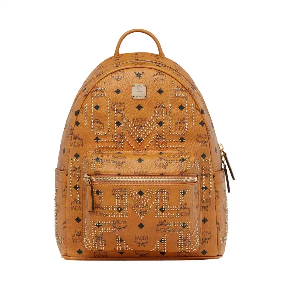 MCM Gunta M 字形铆钉Stark Visetos双肩背包 MMK8AVE89CO001