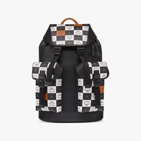 MCM Brandenburg Visetos棋盘格纹双肩背包 MMKCABG01BW001