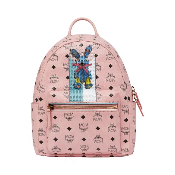 MCM 小兔子 Stark Stripe Visetos 经典双肩背包 MWK8SXL30PZ001