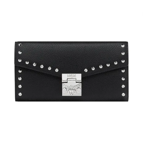 MCM Patricia 铆钉轮廓皮革斜挎钱包 MYL8APA40BK001