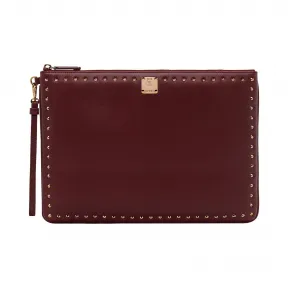 MCM Berlin Wristlet Zip Pouch in Studded Outline MYZ8ABN17NZ001