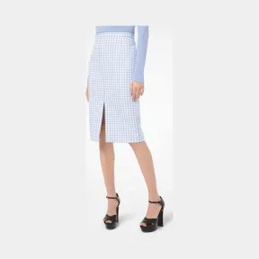 迈克高仕/Michael Kors 方格棉布开衩铅笔裙 114AKQ523-7056