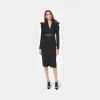 迈克高仕/Michael Kors 双绉纱 Sabl 开叉铅笔裙 118AKQ019-0001