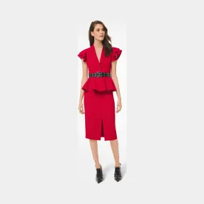 迈克高仕/Michael Kors 双绉纱 Sabl 开叉铅笔裙 118AKQ019-0618