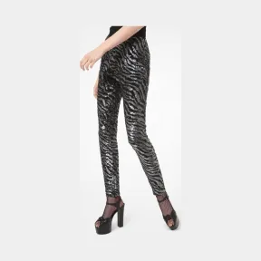 迈克高仕/Michael Kors Tiger 亮片薄纱烟管裤 207RKN592B-0001
