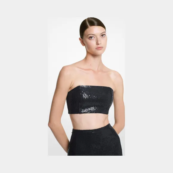 迈克高仕/Michael Kors 手工刺绣亮片双绉纱 Sabl 抹胸 304RKU519-0001