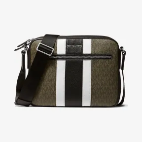 迈克高仕/Michael Kors Hudson 鹅卵石皮革和徽标条纹相机包 33F1LHDM2L-0310