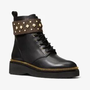 迈克高仕/Michael Kors Haskell 铆钉徽标和皮革战斗靴 40T1HSFE6L-2137