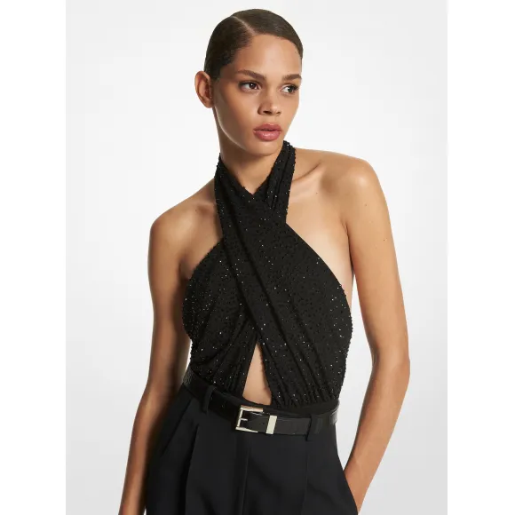 迈克高仕/Michael Kors 挂脖收腰连体衣 女士 黑色 连体衣 BW495F0024001
