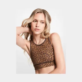 迈克高仕/Michael Kors 双面徽标和豹纹尼龙混纺 Racerback 运动文胸 MF150CP43B-0201