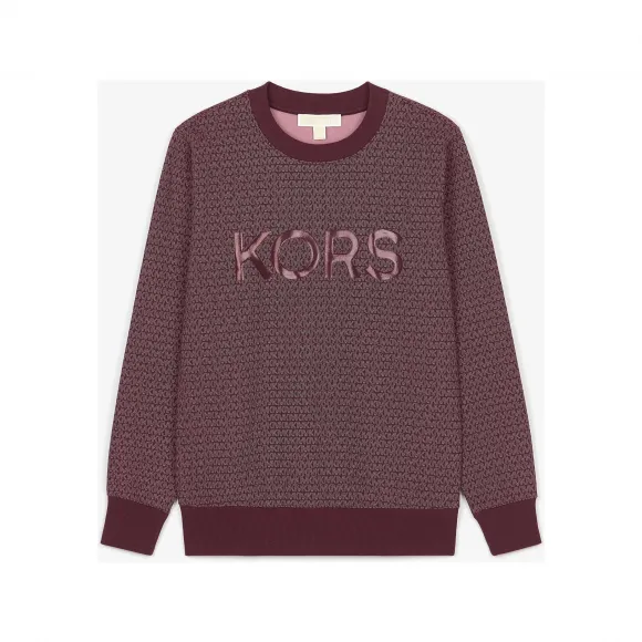 迈克高仕/Michael Kors 休闲 Logo 长袖 女士 梅洛葡萄红 长袖衫 MS2501I38G642
