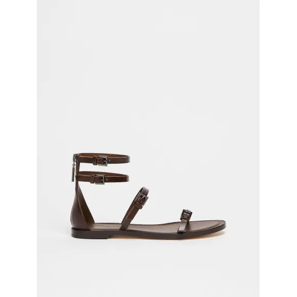 麦丝玛拉/Max Mara [Evezi Flat] 皮革平底凉鞋 4521034206005