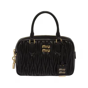 缪缪/Miu Miu 黑色 Matelassé 软羊革大号保龄球包 5BB124-N88-F0002