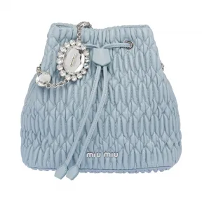 缪缪/Miu Miu 仿水晶装饰软羊革水桶包 5BE050_FVJ_F0012