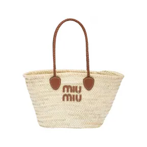 缪缪/Miu Miu 自然色 / 干邑色 剧蒲葵托特包 5BG206-2DDH-F0A5T