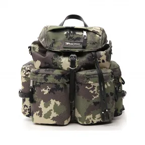 缪缪/Miu Miu  绿色 牛皮/帆布 双肩包 5BZ033-2D4H-F0161