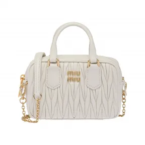 缪缪/Miu Miu 白色 Matelassé 软羊革迷你保龄球包 5BP077-N88-F0009