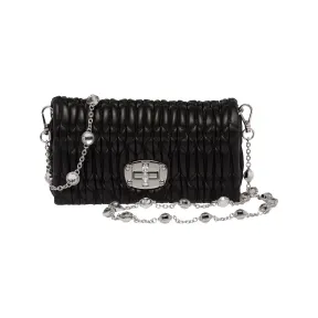 缪缪/Miu Miu 黑色 Miu Crystal 软羊革和仿水晶迷你手袋 5BP079-FVJ-F0002