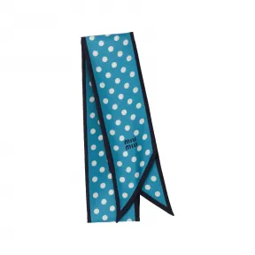 缪缪/Miu Miu 波罗的海蓝/浅海蓝 印花斜纹绸围巾 5FF008-2F7Y-F03K3