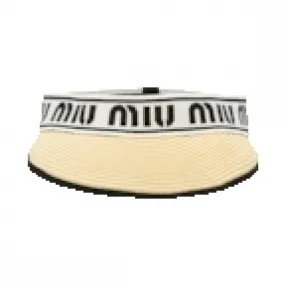 缪缪/Miu Miu 徽标装饰纤维编织遮阳帽 5HV007-2B98-F0I55