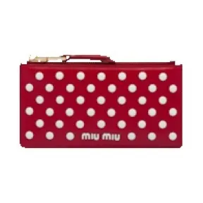缪缪/Miu Miu 圆点铆钉纳帕皮革名片夹 5MB006-2DRA-F0976