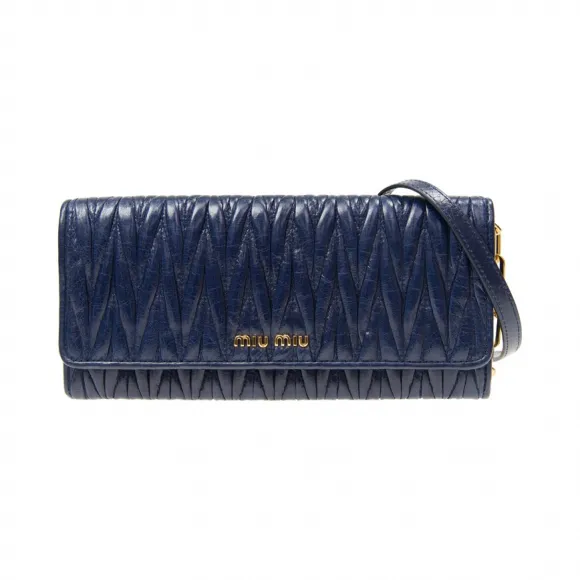 缪缪/Miu Miu  深蓝色 牛皮 钱包 5MT290-2E2W-F0016