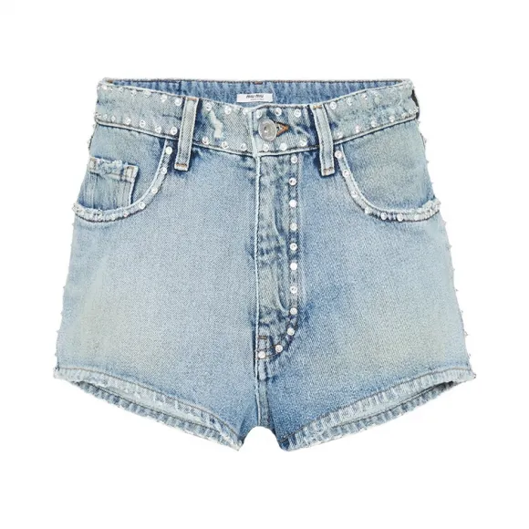 缪缪/Miu Miu 装饰元素牛仔短裤 GWP288_1S90_F0013