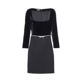 缪缪/Miu Miu 羊毛和丝绒连衣裙 MF3337_1MF5_F0002