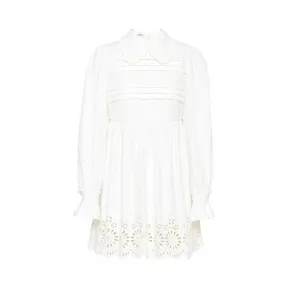 缪缪/Miu Miu 棉质网眼蕾丝图案连衣裙 MF3421_1TYR_F0K74