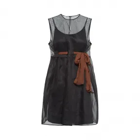 缪缪/Miu Miu 蝴蝶结装饰薄纱连衣裙 MF3493_957_F0002