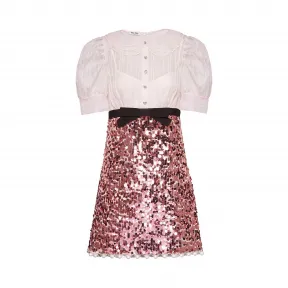 缪缪/Miu Miu 欧亘纱和亮片连衣裙 MF3569_1V7J_F0638