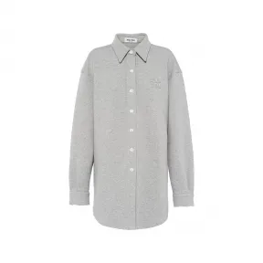 缪缪/Miu Miu 灰色 刺绣徽标装饰oversize 棉质衬衫 MJL865-102J-F0031